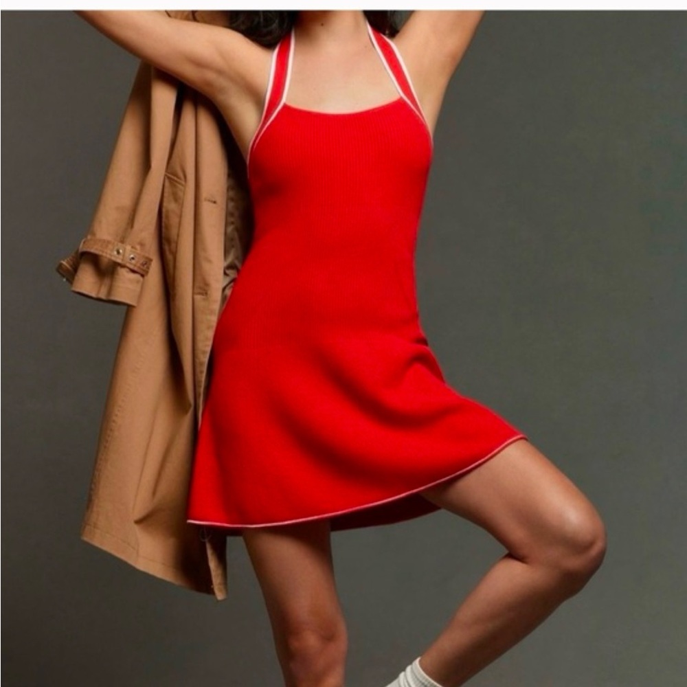 Anthropologie Red Halter Dress